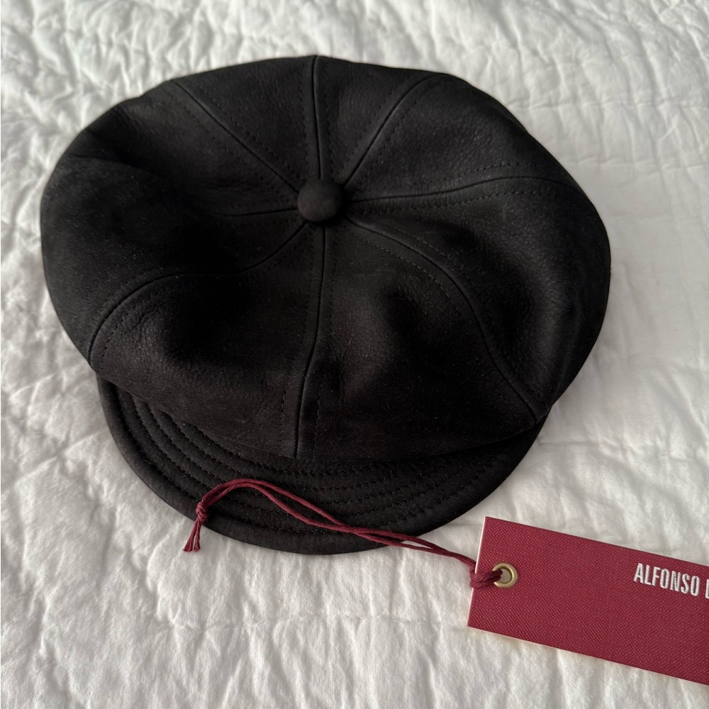 Black Suede Newsboy Cap
